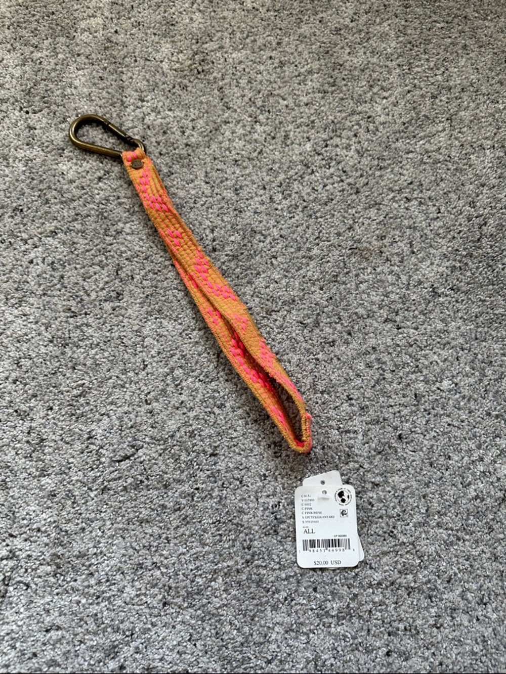 NWT Free People Upcycled Lanyard ~ Pink & Gold
